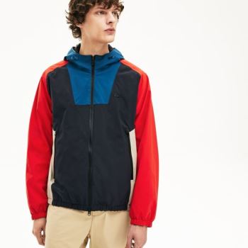 Lacoste Motion Water-Resistant Colorblock Zip Jacket - Bunda Pánské Tmavě Šedé / Tmavě Blankyt Blank